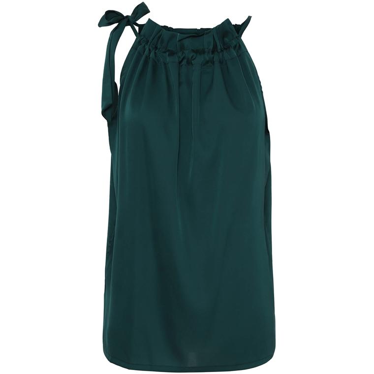 Karmamia Ruffle Tie Top, Dark Green